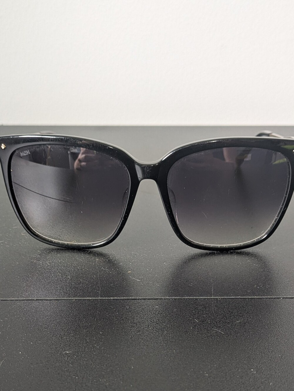 NWOT Authentic MCM Black Square Oversized Sunglasses Gold Hardware MCM721SLB